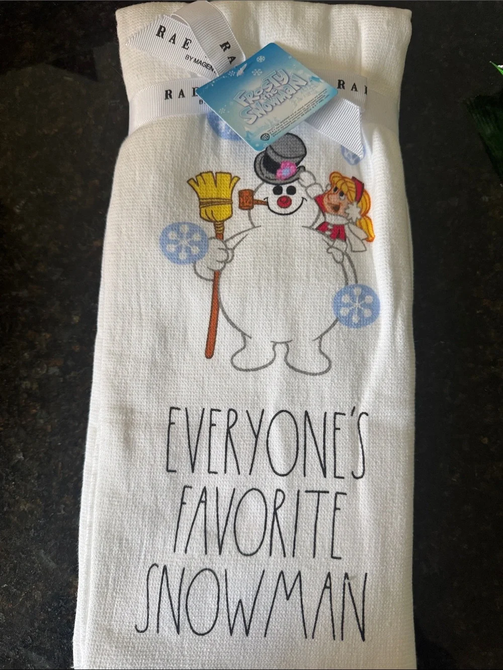 Rae Dunn Frosty the Snowman White Holiday Tea Towel 2-pack